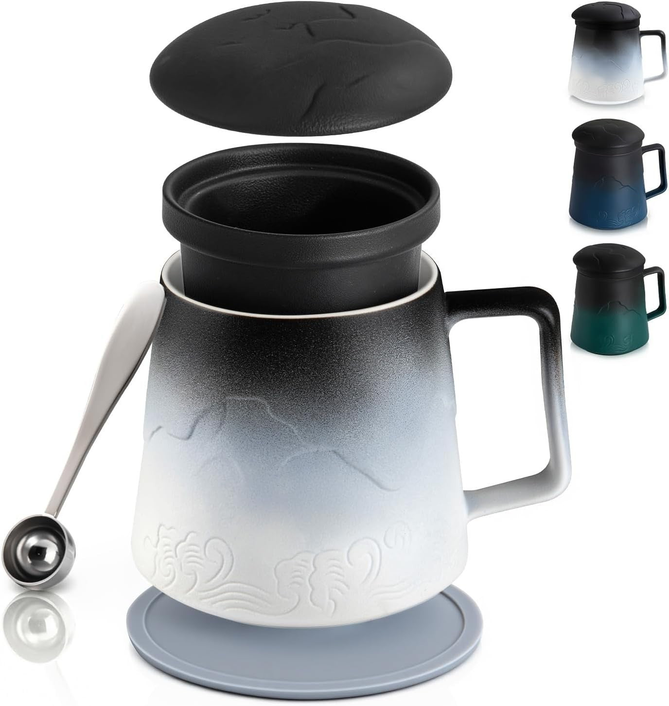 500ml Tea Mug with Infuser & Lid Porcelain Loose Leaf Tea Cup White