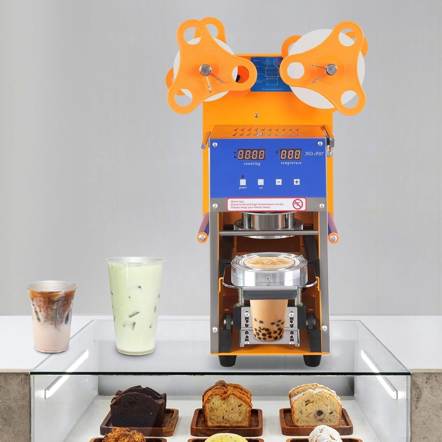 400W Automatic Cup Sealing Machine 90–600 Cups/H Bubble Tea Coffee