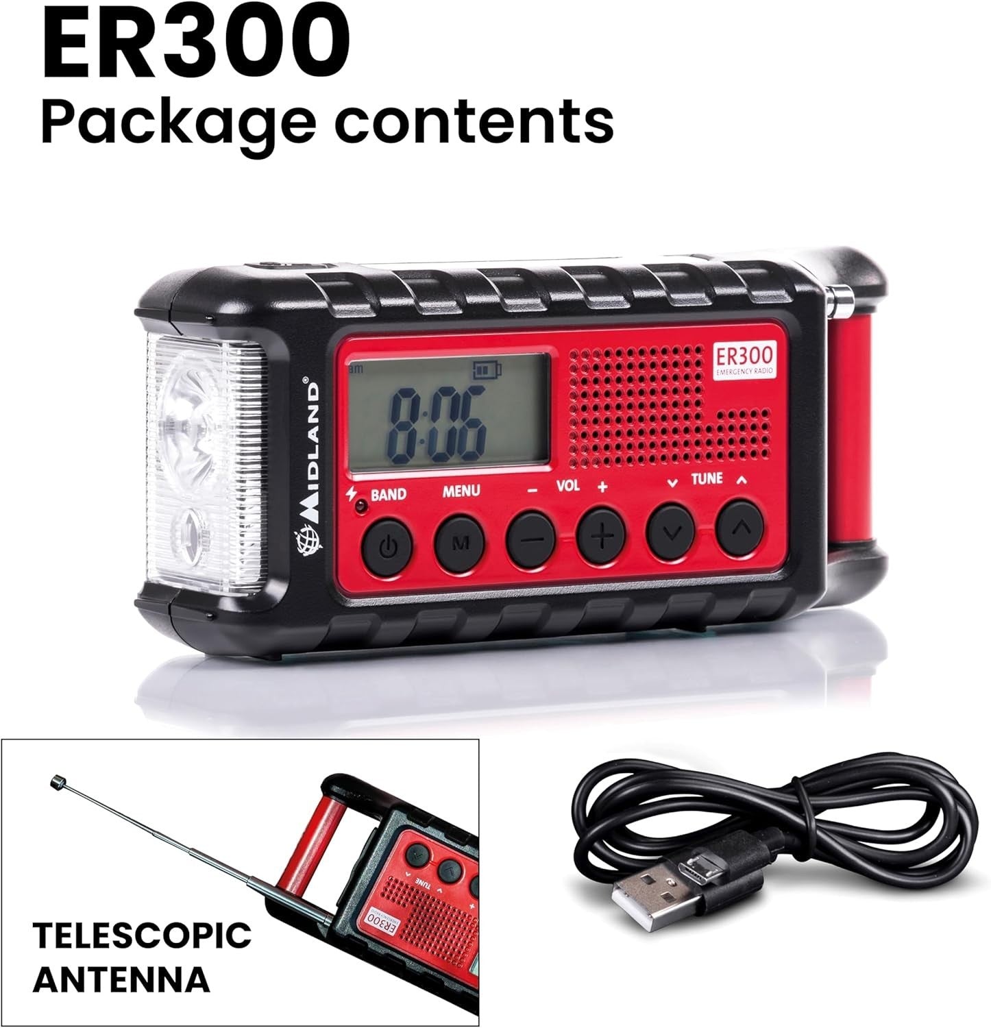 Emergency Solar Power Bank Radio with LED Torch, AM/FM & SOS