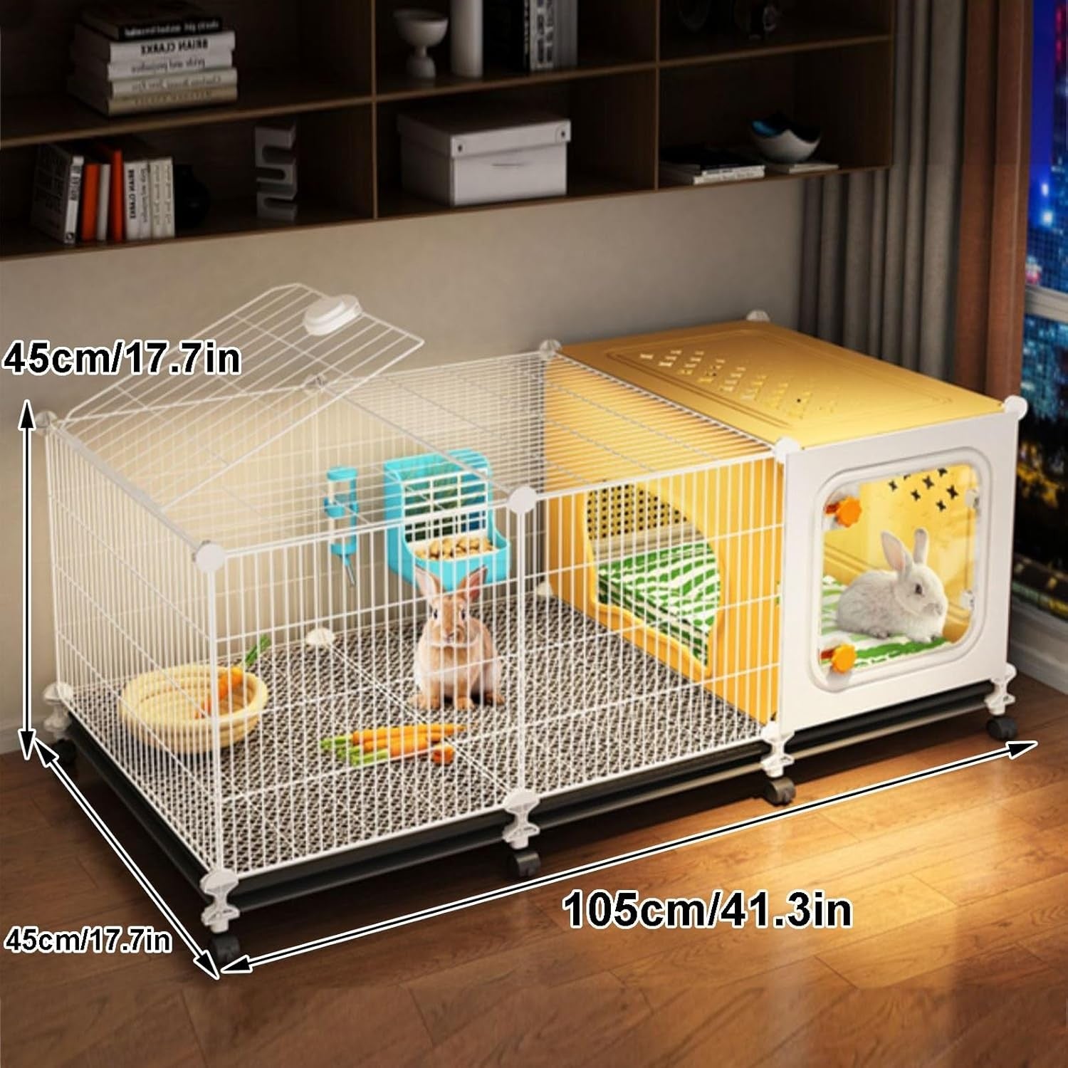 Indoor Rabbit Cage Hutch Enclosed Lounge Sliding Tray Small Pet House