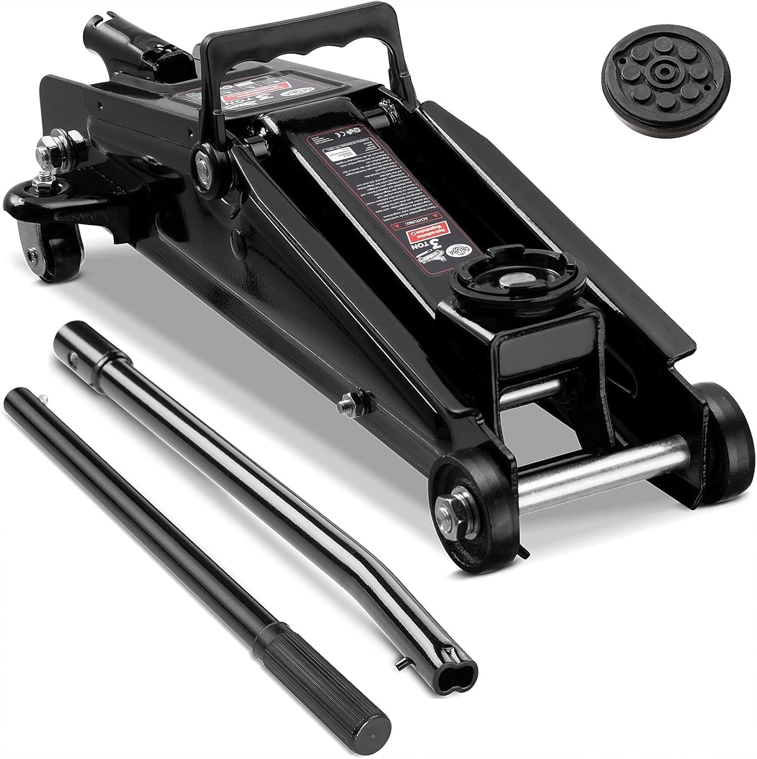 3 Ton Hydraulic Trolley Jack 135–400mm Heavy Duty Car Lift Rubber Pad Black