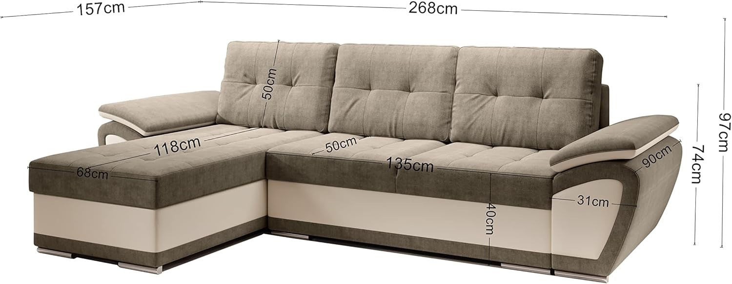 Space-Saving Grey Black L-Shape Sofa Bed with Storage & Sleep Function
