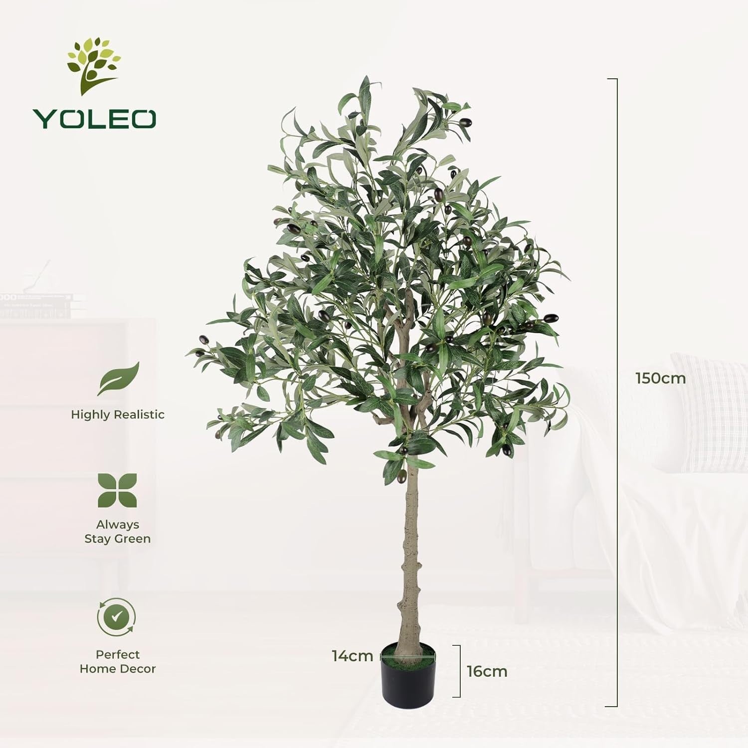 5ft Artificial Olive Tree Indoor Faux Plant Tall Realistic Leaves Home Decor