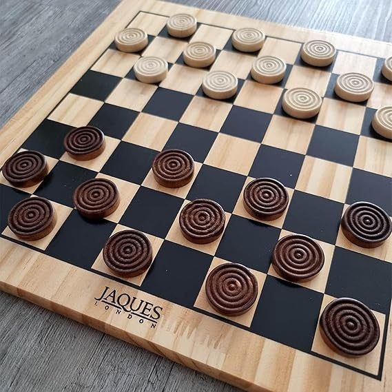 12" Wooden Draughts Board Game | Classic Checkers Set for Kids & Adults | Luxury