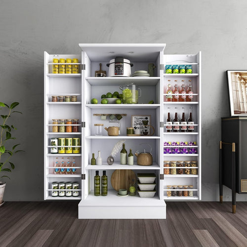 Kitchen Pantry Cupboard Cabinet White Adjustable Storage Organizer