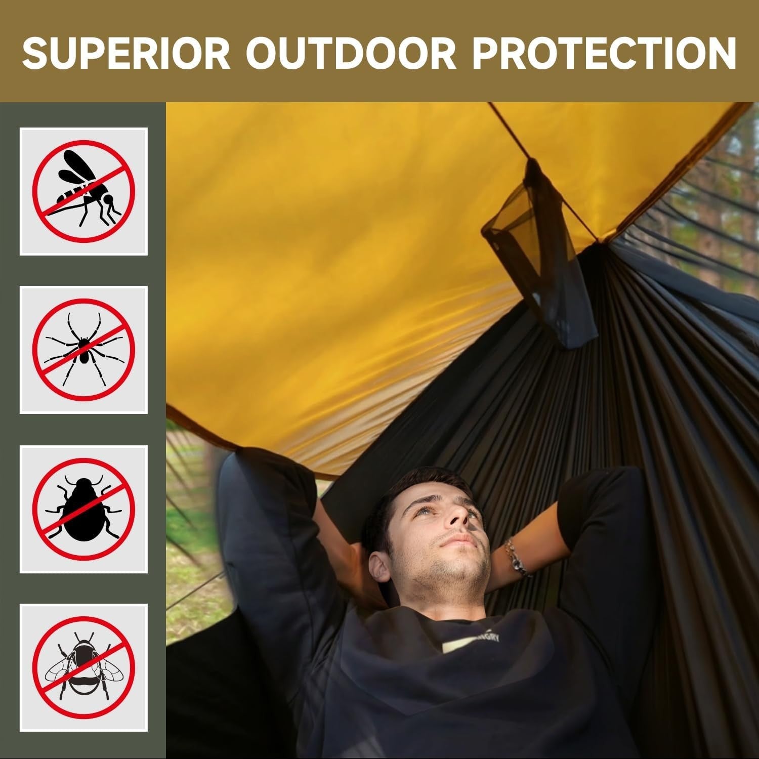 Camping Hammock with Mosquito Net & Sunshade | 290x140CM, 250KG Max Load