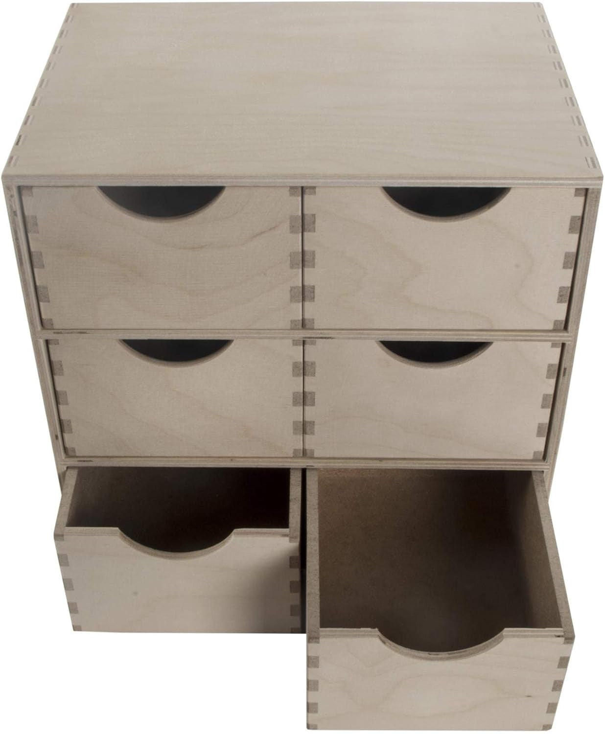 Wooden Desk Organiser 6-Drawer Mini Chest Birchwood Storage Cabinet 28cm