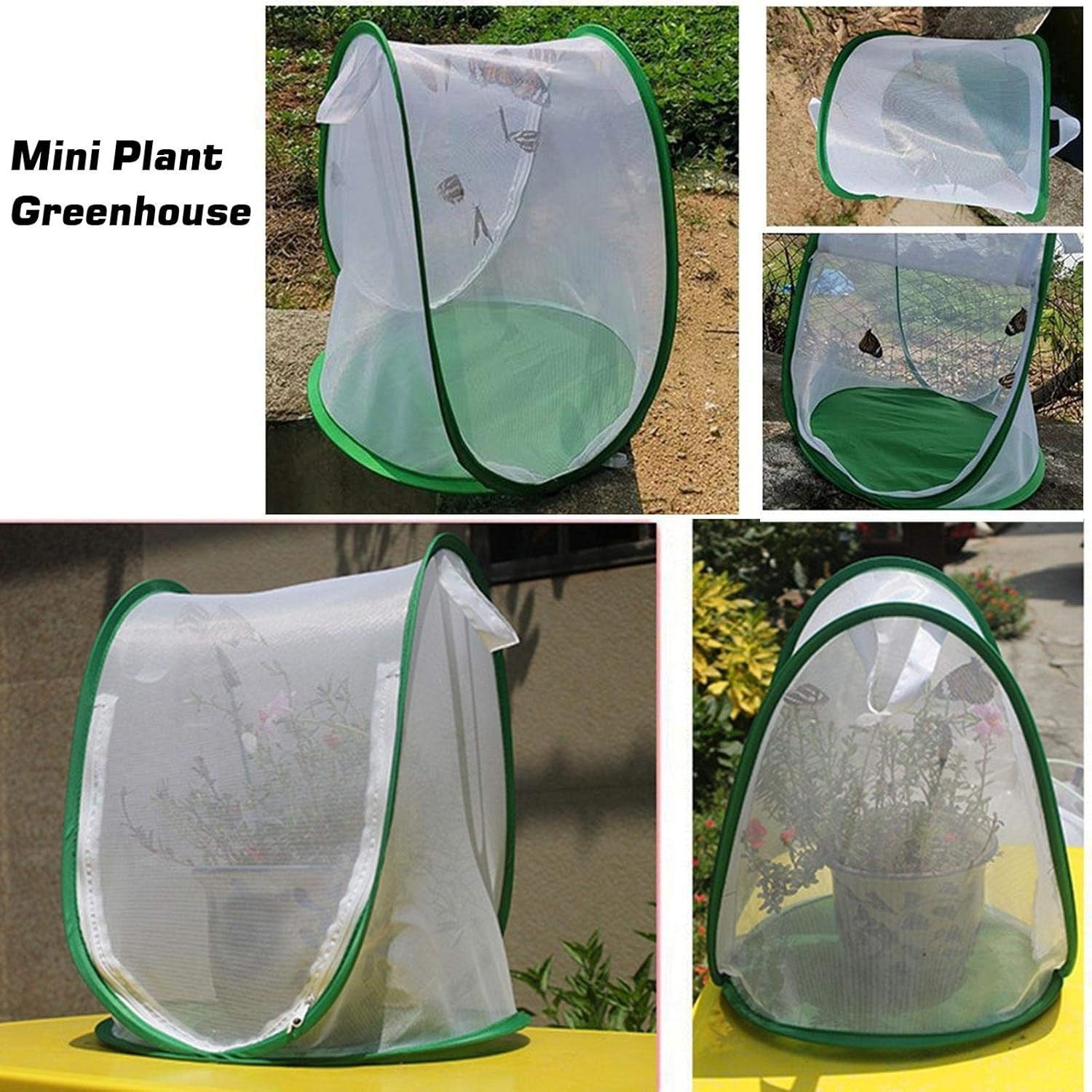 Mini Pop-Up Greenhouse Plant Cover Portable Grow Tent with Zipper Door