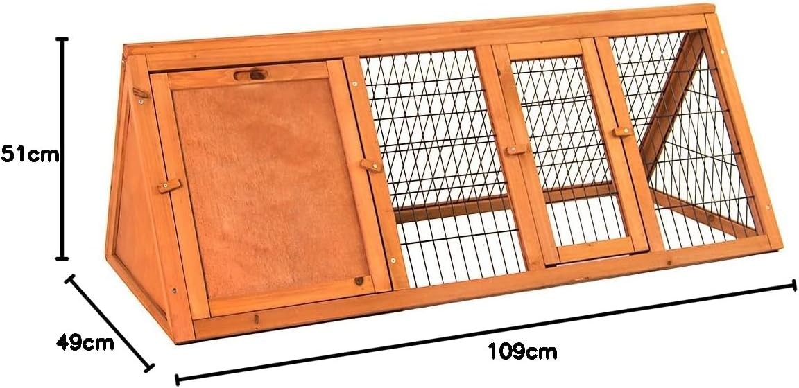 Large Outdoor Rabbit Run Hutch Triangle Wooden Guinea Pig Enclosure Secure