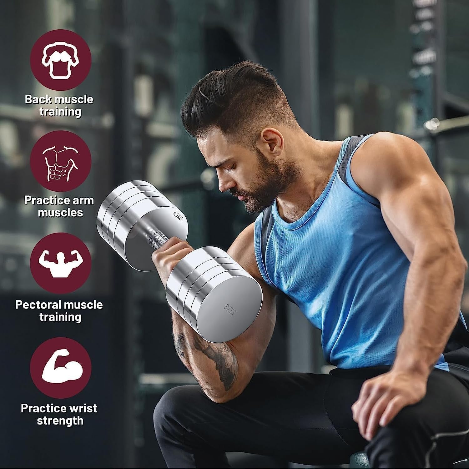 Adjustable Steel Dumbbell 25KG Single Compact Foam Grip Home Gym