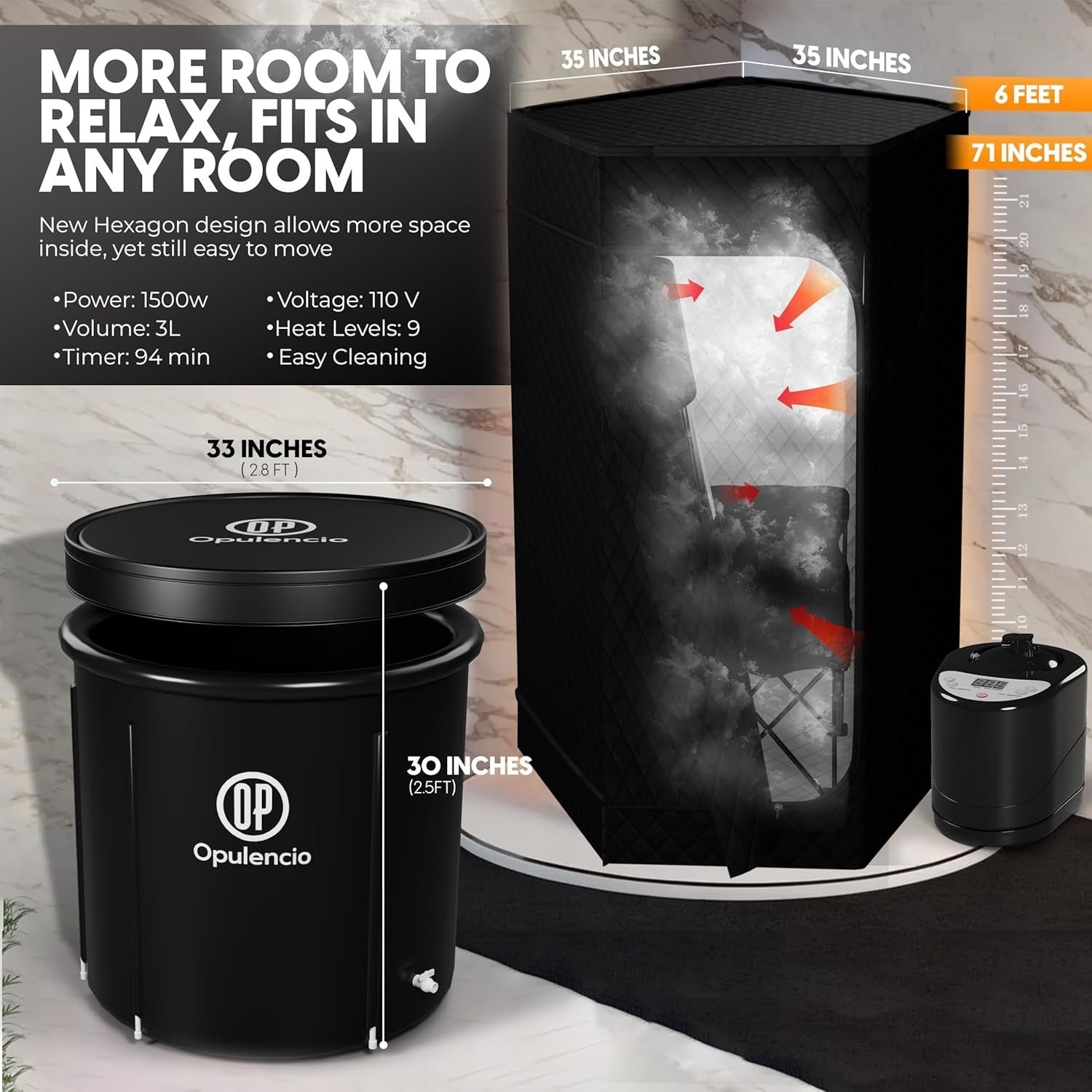 Home Sauna with Ice Bath – Portable Steam Sauna Tent w/ Chair & Remote