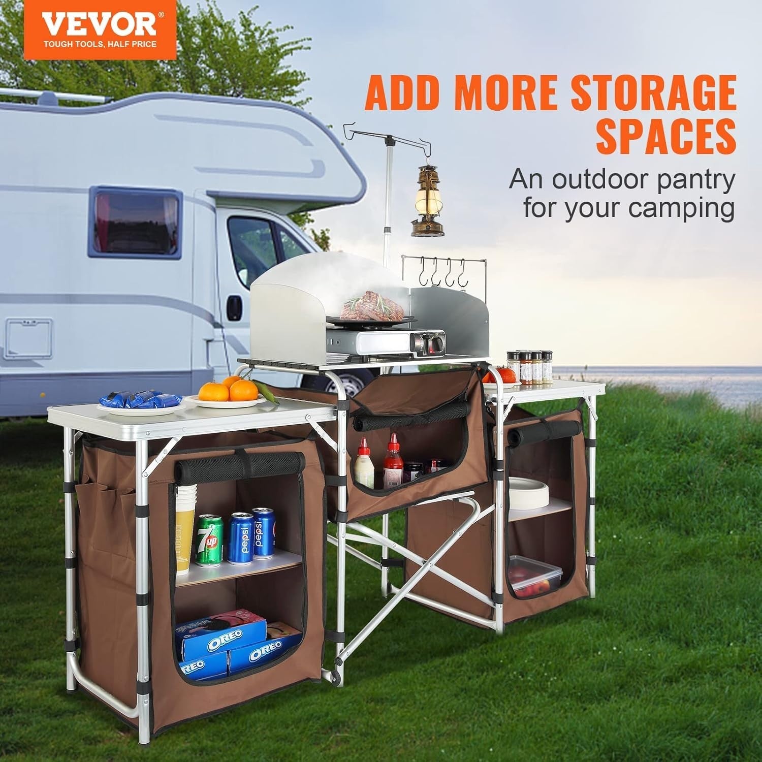 Folding Camping Kitchen Table Outdoor BBQ Cook Station Storage Bag