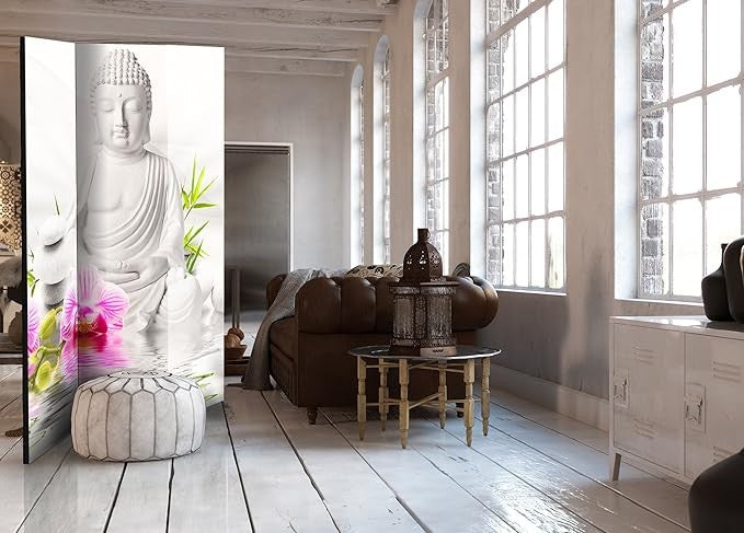 Buddha Zen Room Divider 135x172cm Folding Privacy Screen 3 Panel Calm Decor