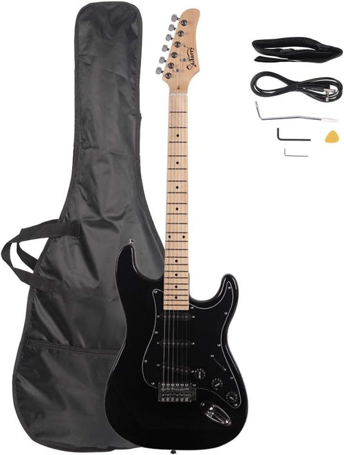 39" Electric Guitar Beginner Pack Full Size Basswood w/ Bag Black