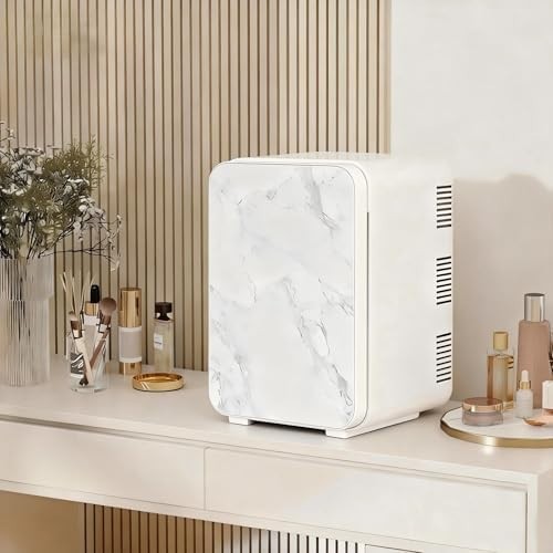 Portable Mini Fridge Cooler Warmer 10L Compact White Marble AC/DC Use