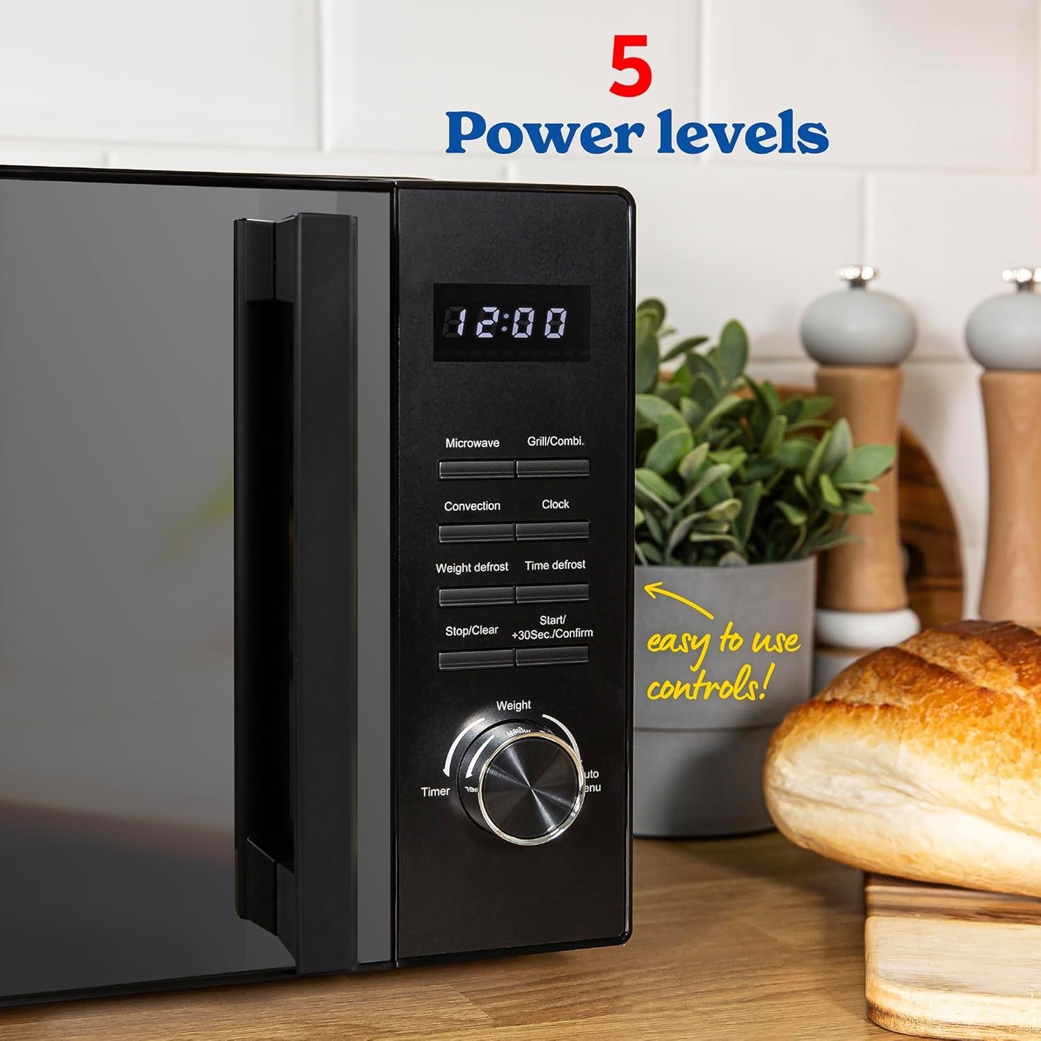 23L 900W Black 3-in-1 Microwave with Grill & Oven, 10 Auto Menus