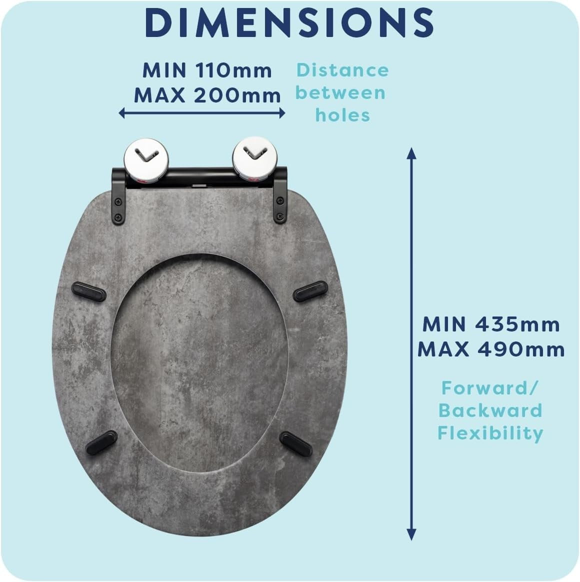 Slate Grey Wooden Toilet Seat Soft Close Quick Release Durable Antibacterial