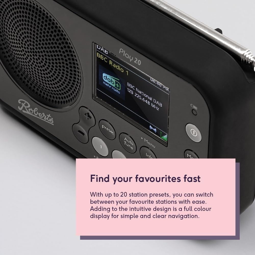 Portable DAB FM Digital Radio with Colour Screen & Headphone Socket