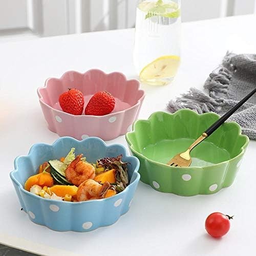 Pink Ceramic Baking Bowls Set of 2 Oven Safe Polka Dot Rice Dessert Dishes