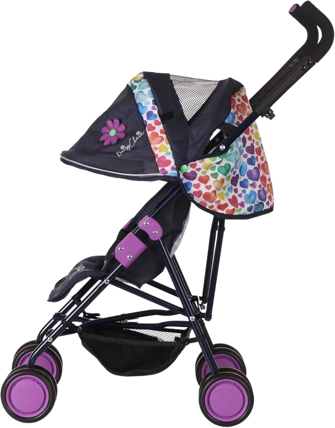 Large Dolls Pushchair for Ages 4–9, Adjustable Handle, Foldable Buggy