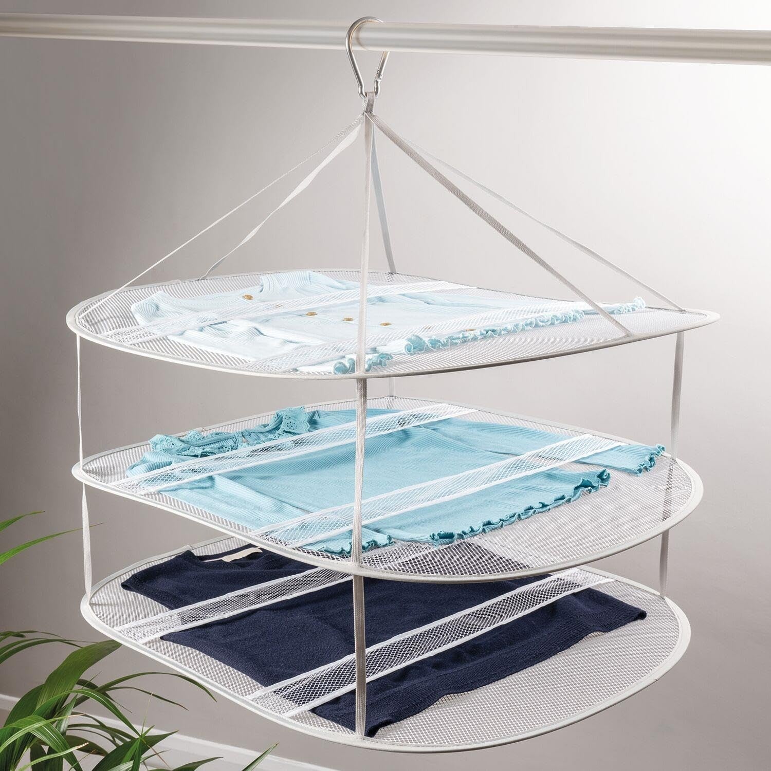 Hanging Mesh Clothes Airer Flat Dryer 3 Tier Delicates Sweater Drying Rack