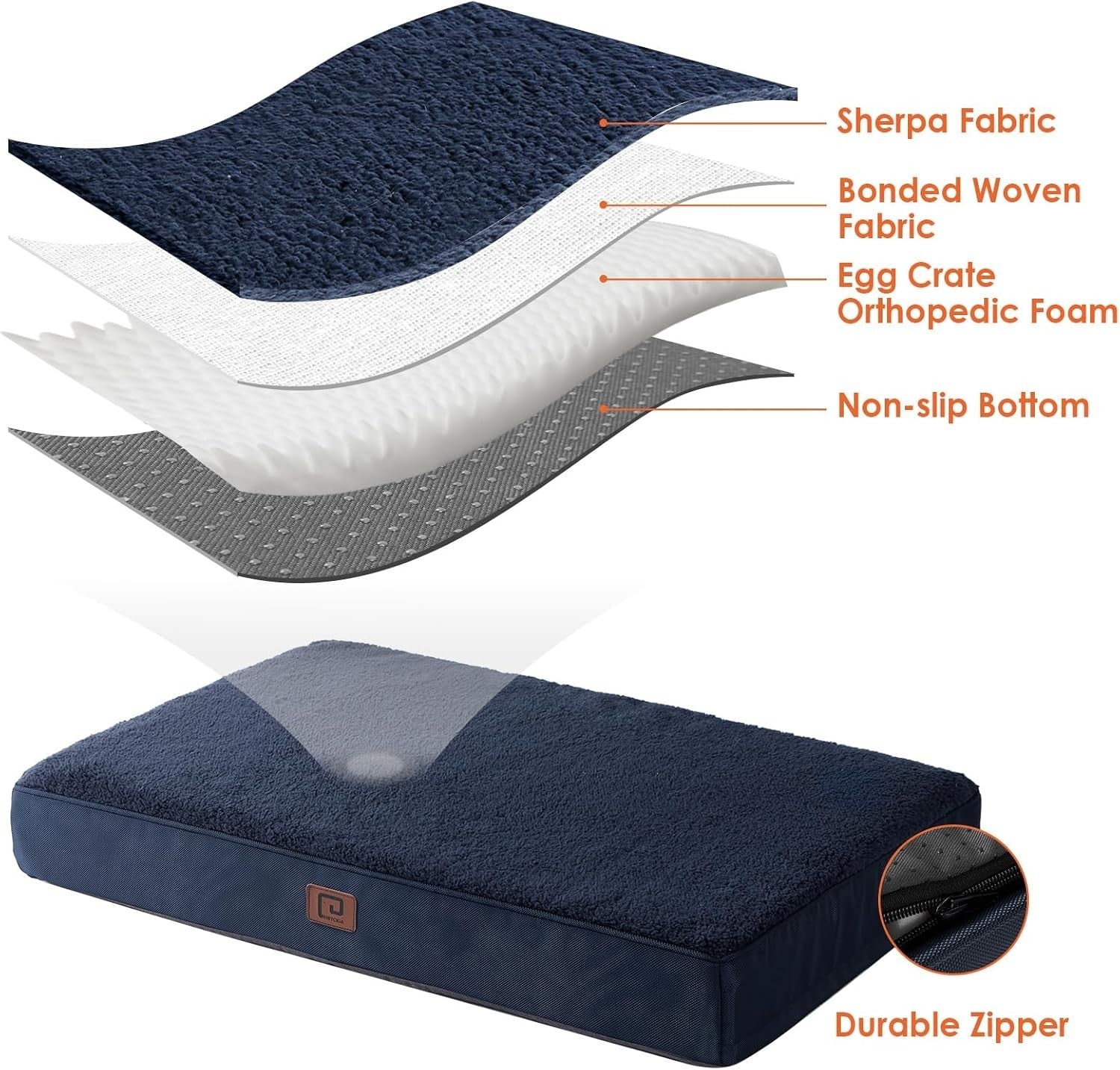 Orthopedic XL Dog Bed 112x81x9cm Washable Cover Non Slip Navy