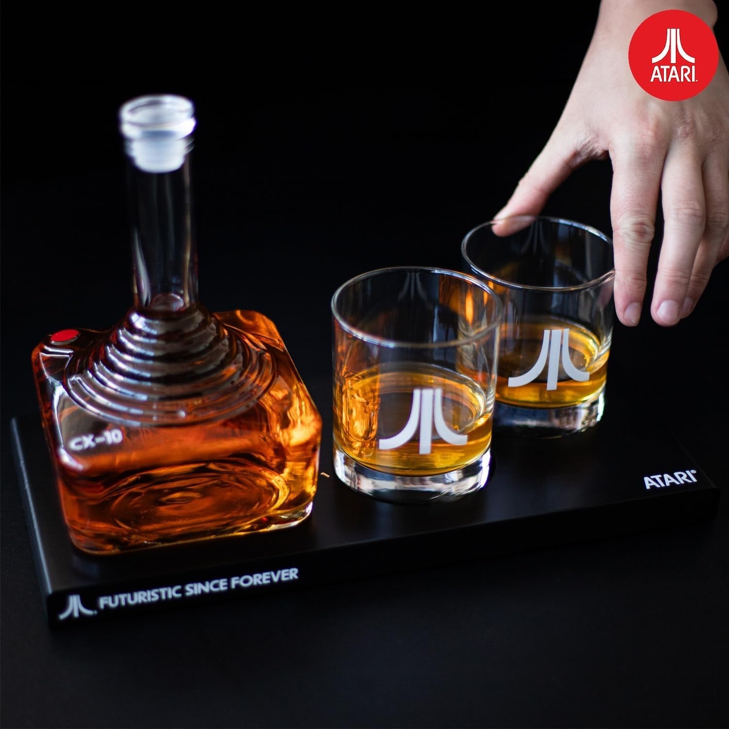 Atari Joystick Whiskey Decanter Set 750ml with 2 Glasses & Tray Retro Gift