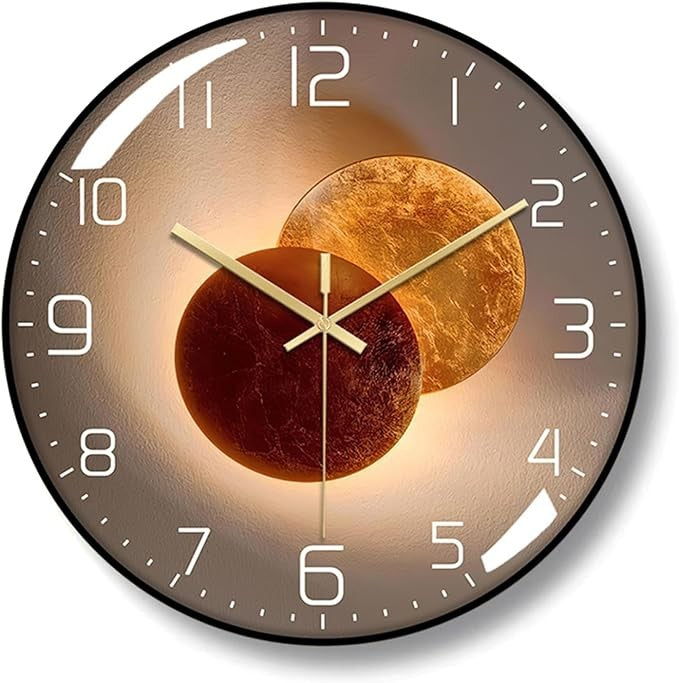 Art Deco Wall Clock 30cm Silent Modern Metal Gold Frame Luxury Living Room Decor