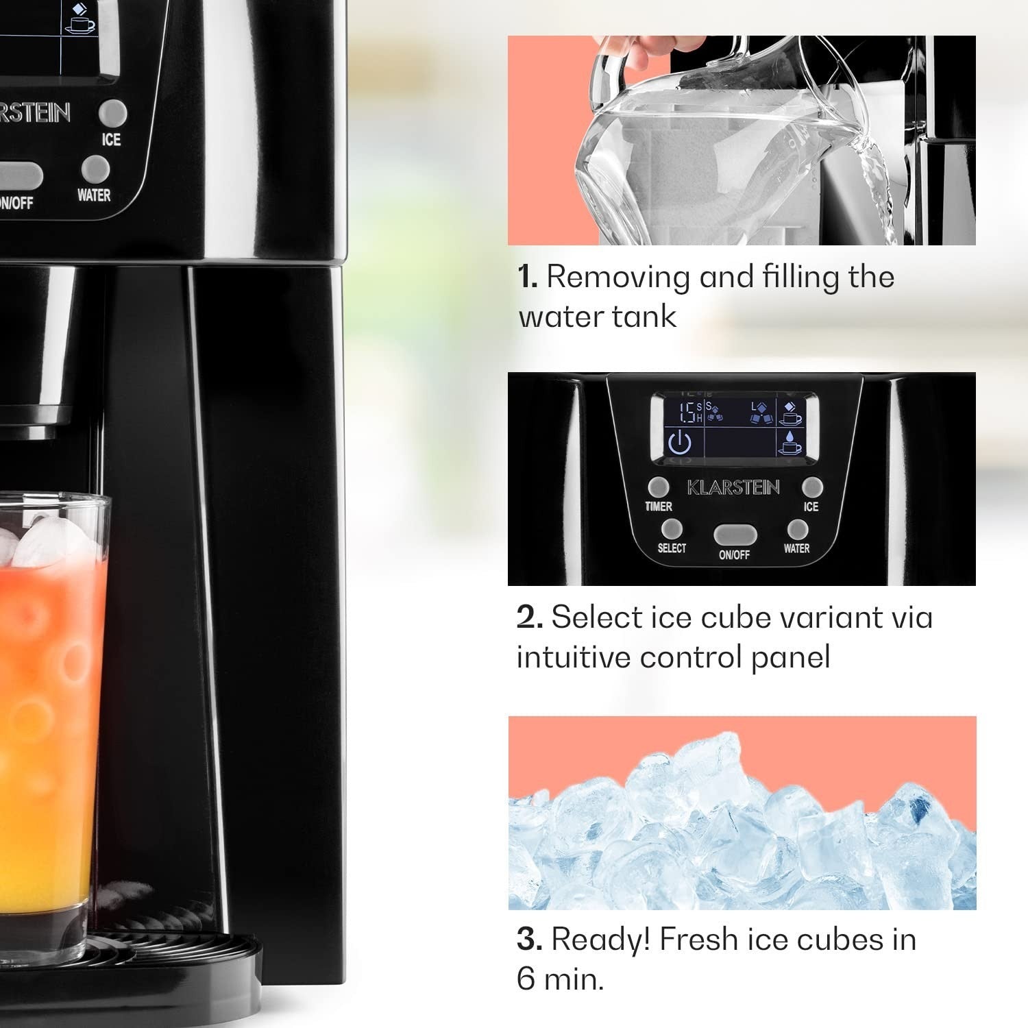 Countertop Ice Maker Bullet Ice Machine 2L Fast Ice 12kg Daily