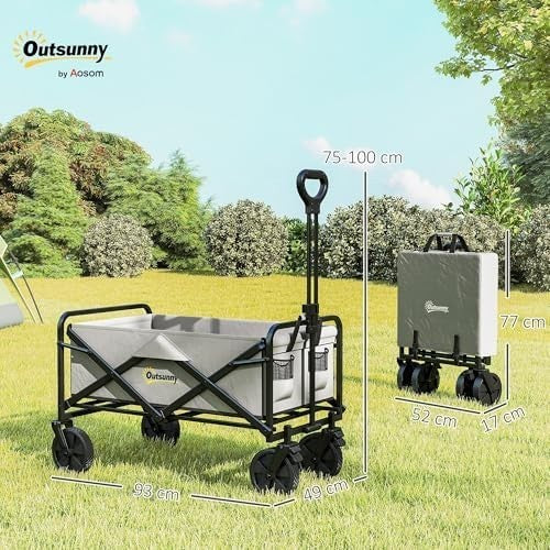 Portable Folding Garden Trolley 90L Camping Shopping Wagon