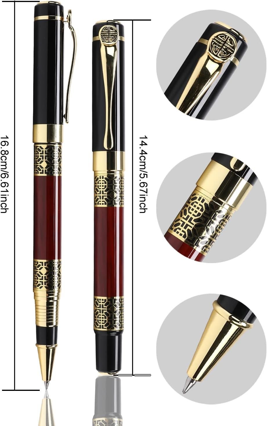 2-Pack Luxury Ballpoint Pen Red Medium Tip Smooth Writing Gift Set