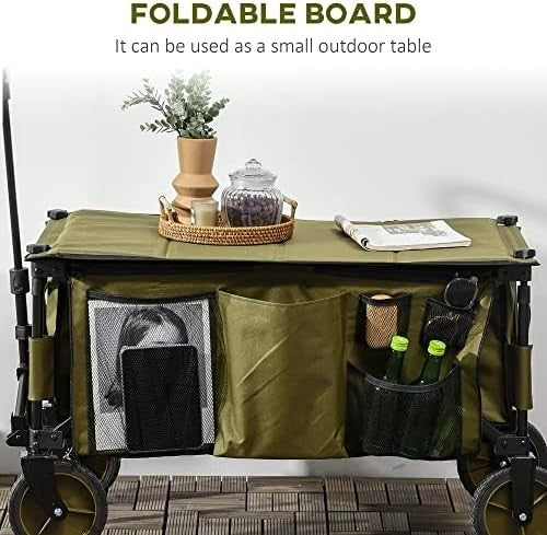 Folding Garden Trolley Cargo Wagon 100kg Outdoor Utility Cart on Wheels