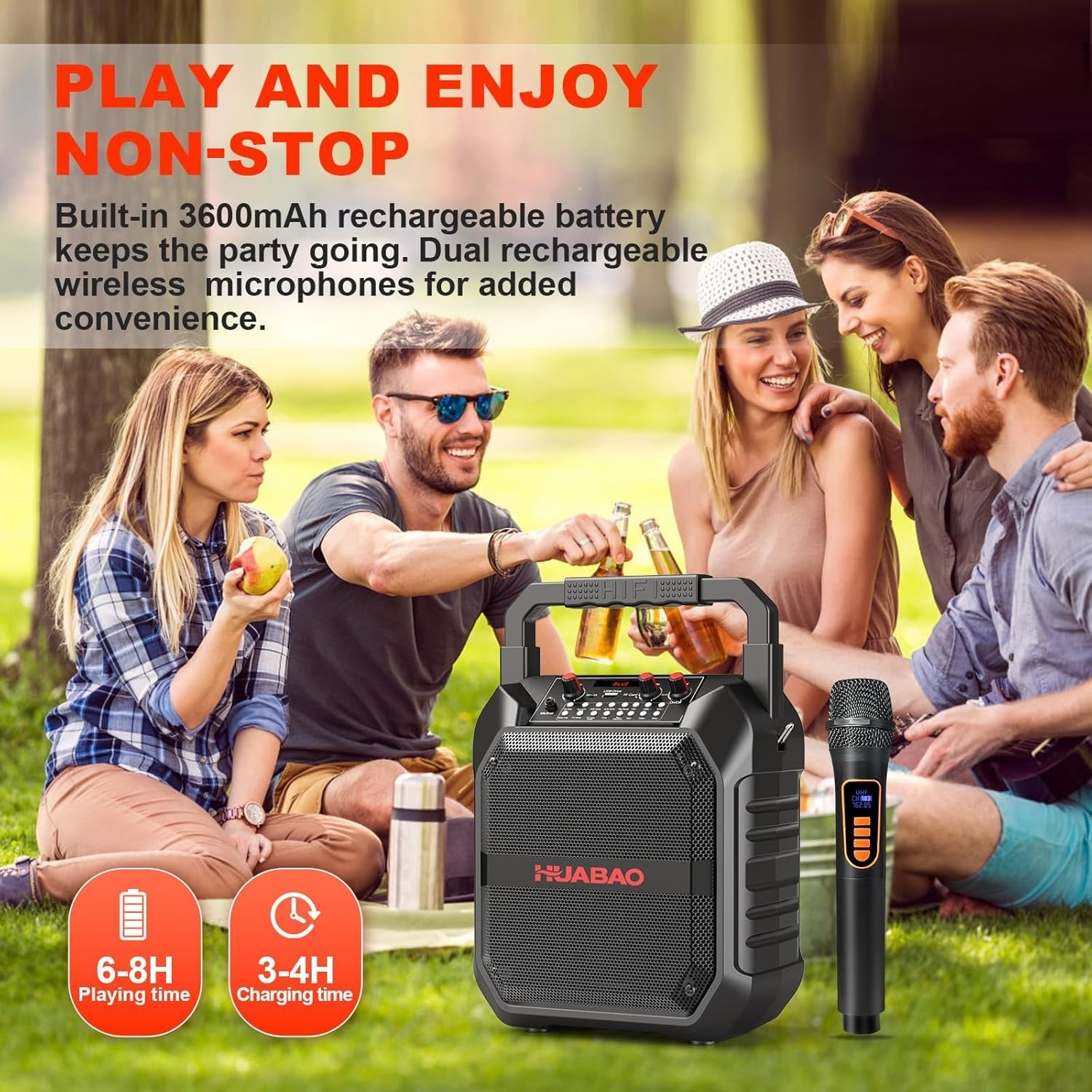 Portable Bluetooth Karaoke Machine PA Speaker with Wireless Mic