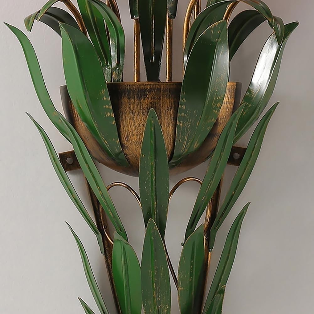 Vintage Gold Floral Wall Sconce Light Antique Glass Flower Lamp Bedroom