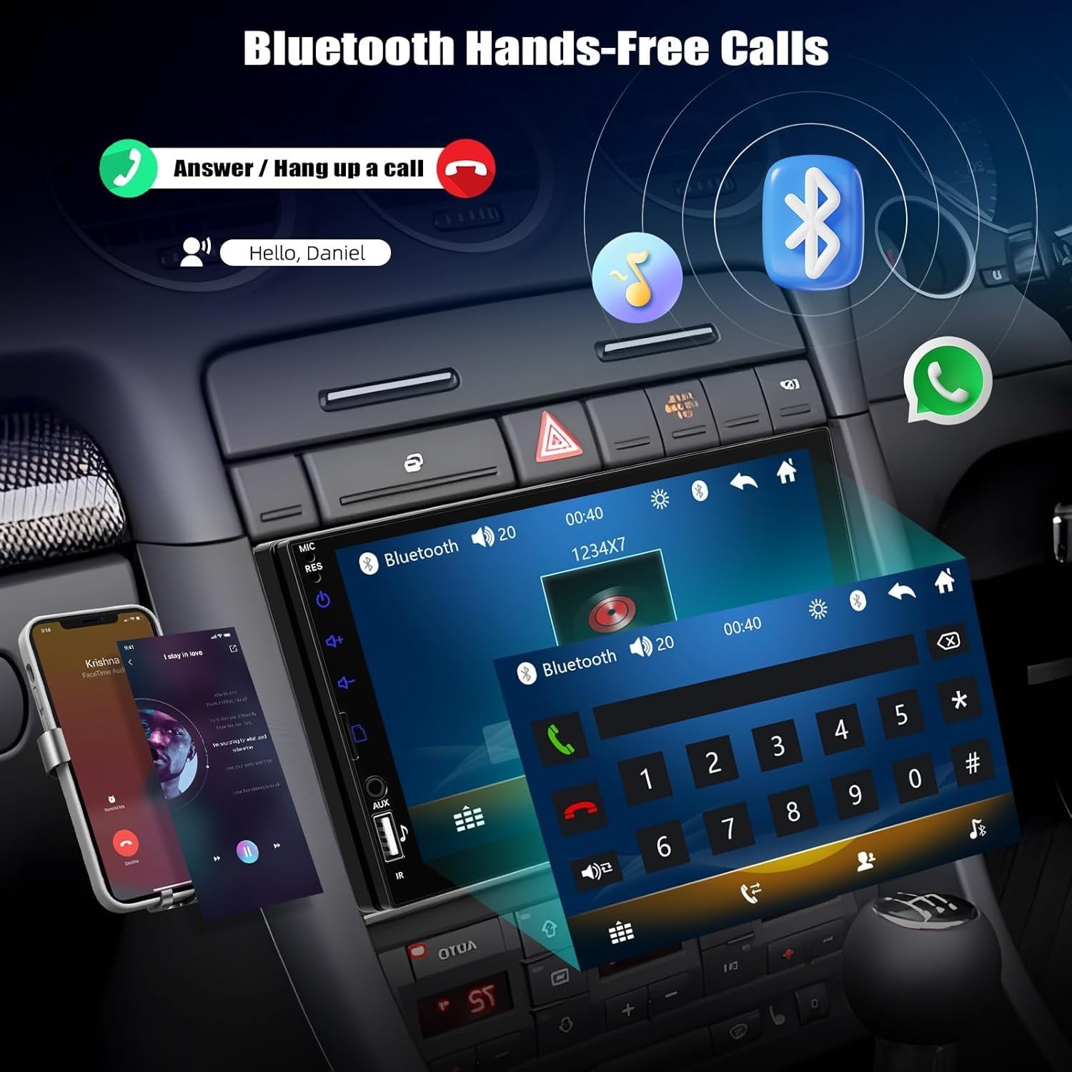 7" Single DIN Car Stereo Touchscreen Bluetooth Mirror Link