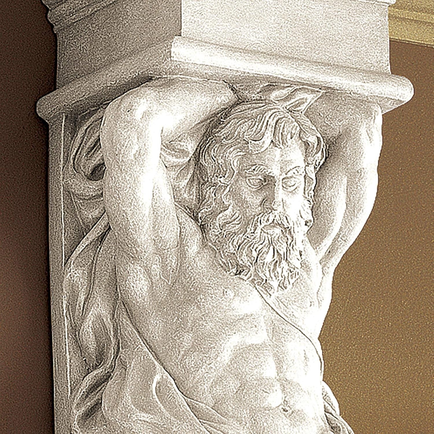 Telamon Wall Sculpture 72cm Antique Stone Effect Resin Decor