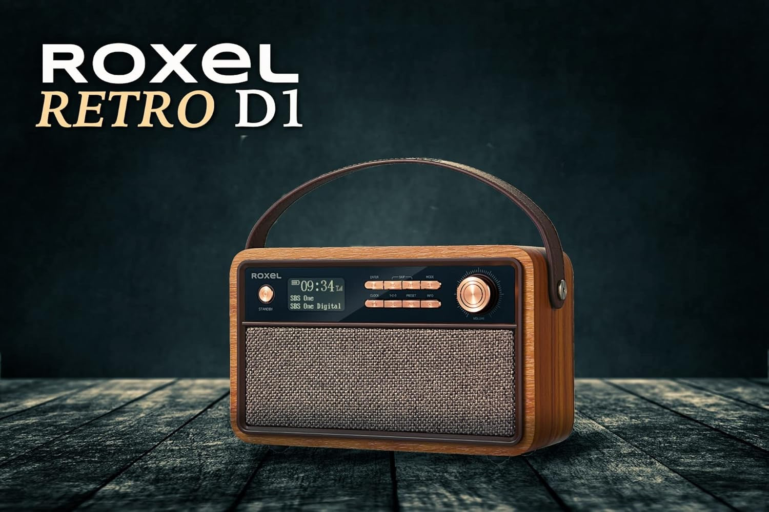 Walnut Retro DAB FM Radio Bluetooth Speaker Alarm Clock Rechargeable