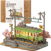 3D Wooden Sakura Puzzle with LED Lights - Romantic Model Kit Decor