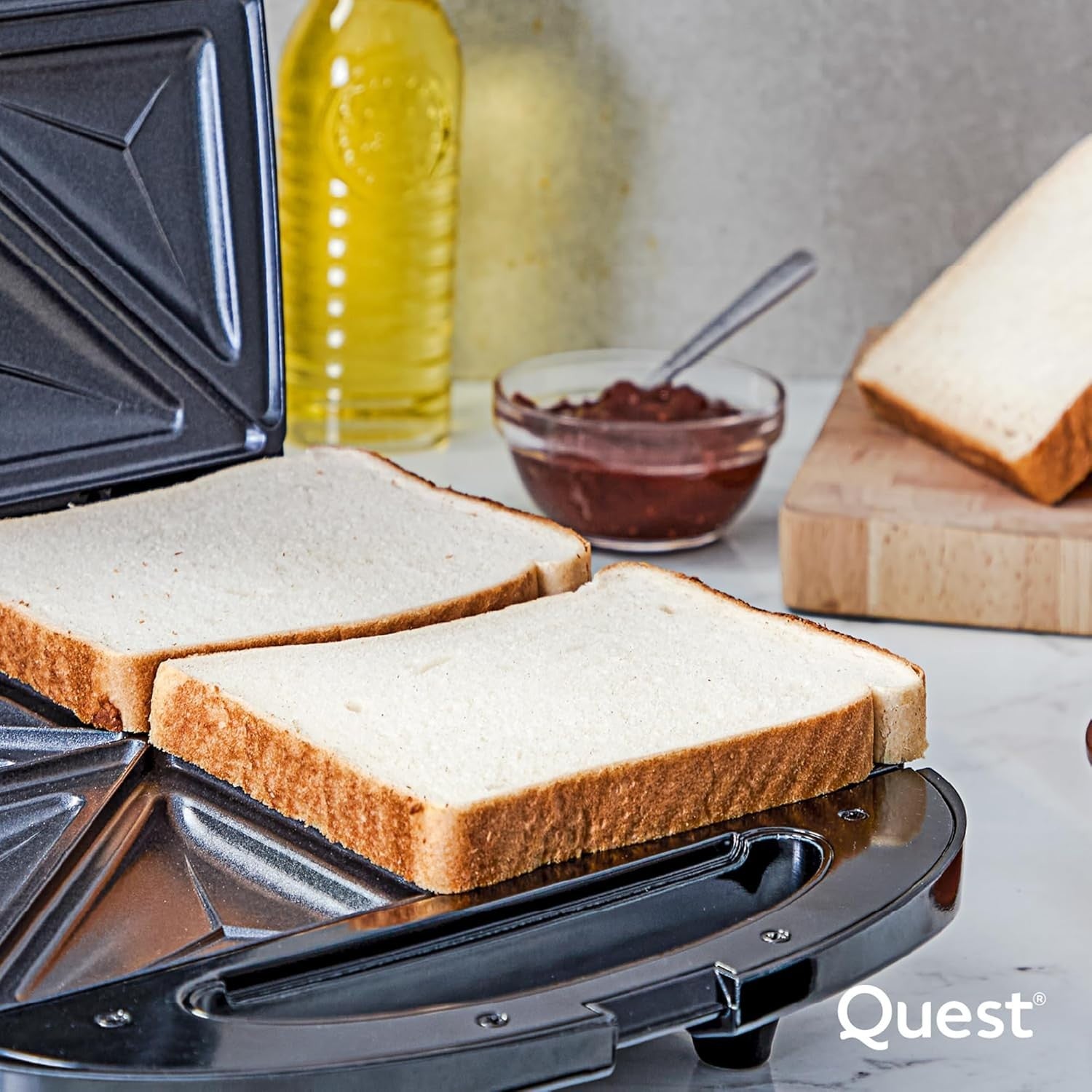 4 Portion Quad Sandwich Toaster Non-Stick, Auto Temp Control, Easy Clean