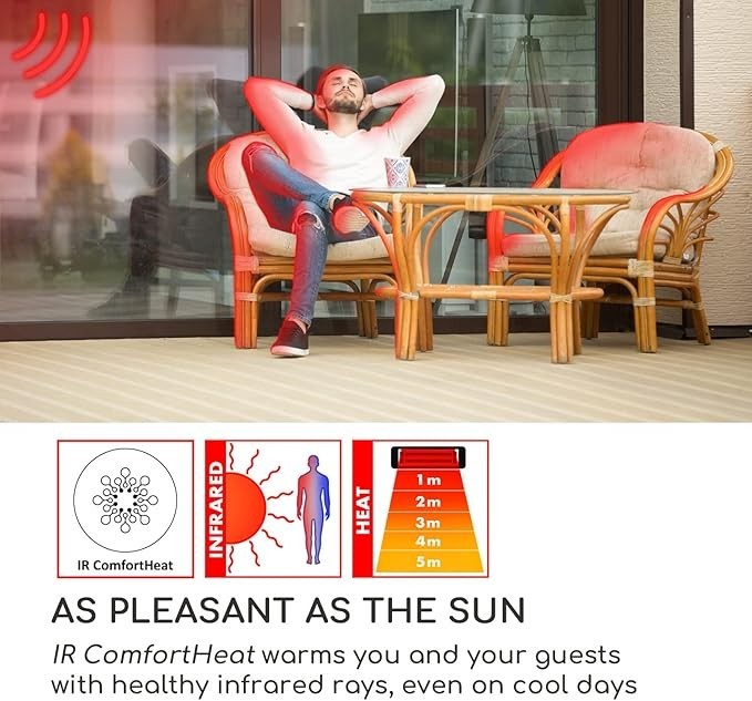 Outdoor Infrared Patio Heater 3000W Remote Control IP54 Waterproof Tower