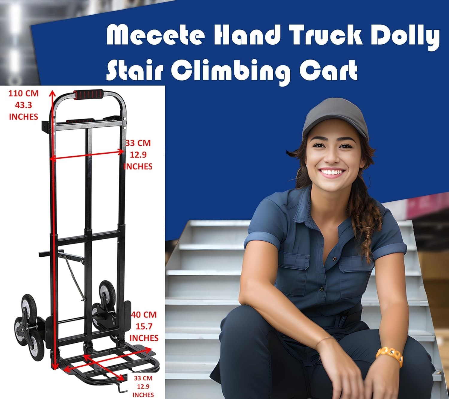 460lb Stair Climbing Hand Truck 6 Wheel Heavy Duty Dolly w Ropes