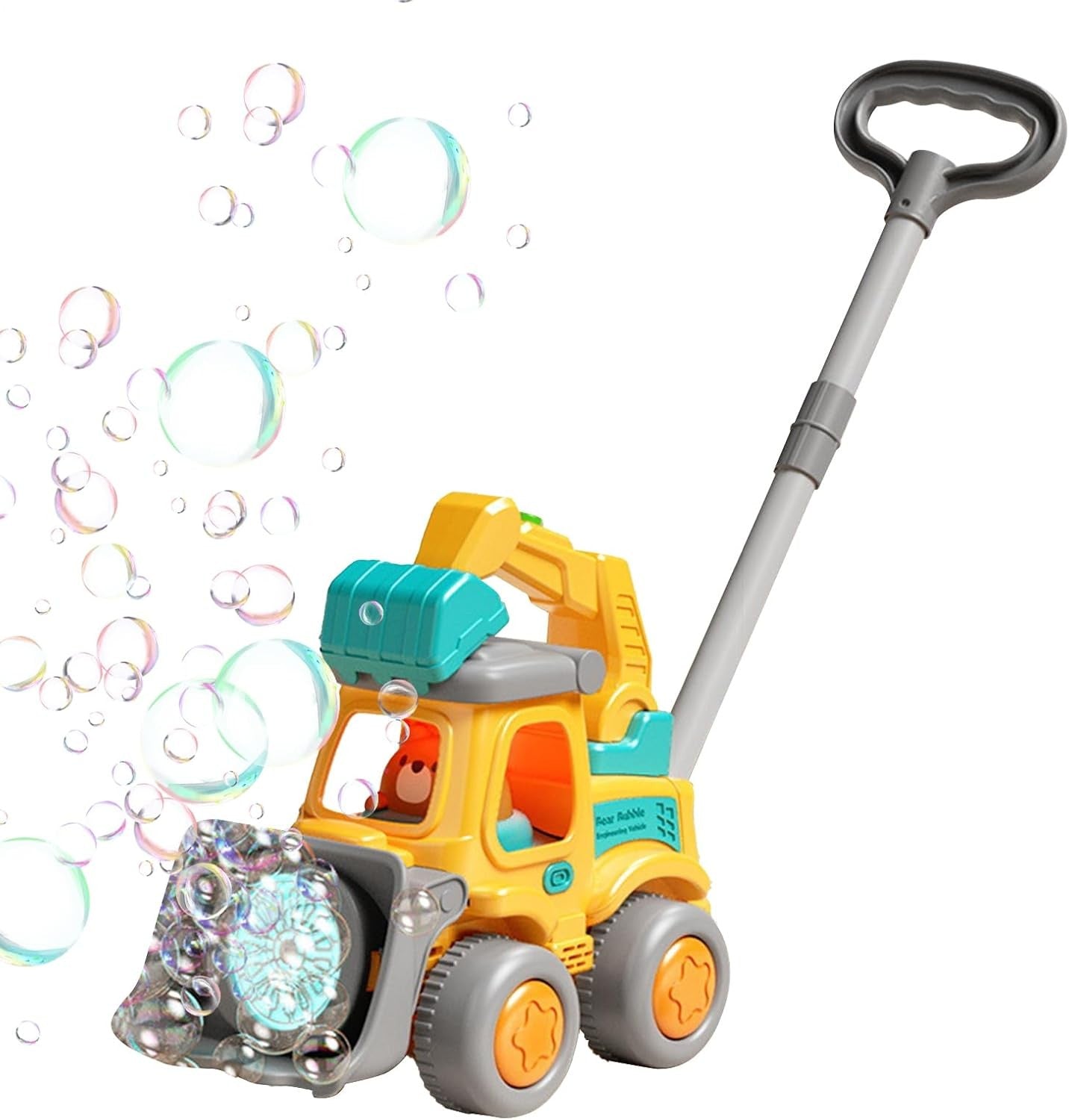 Bulldozer Bubble Blower Push Walker Toy with LED Lights