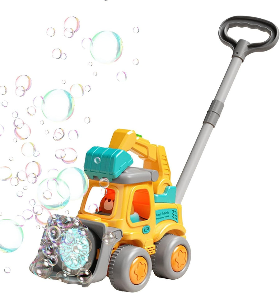 Bulldozer Bubble Blower Push Walker Toy with LED Lights