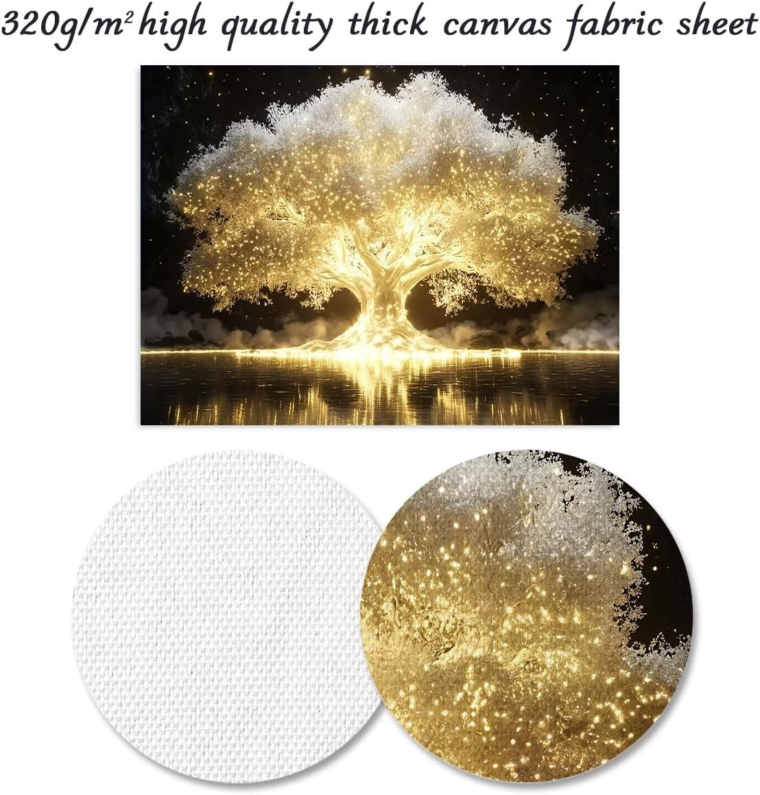 Golden Tree of Life Canvas Wall Art 12x16 Magical Living Room Decor