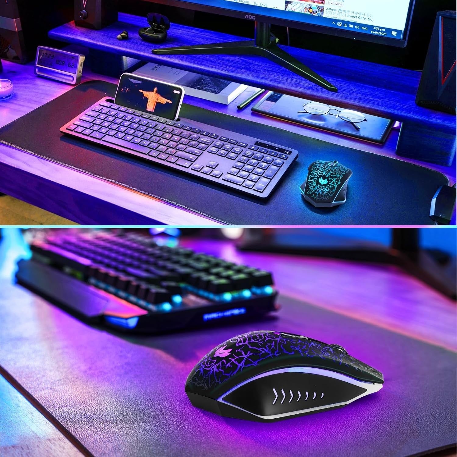 Rechargeable Wireless Gaming Mouse RGB 2400 DPI Silent 6 Buttons