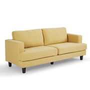 Mustard Yellow 3 Seater Sofa Linen Fabric Modern Couch with Padded Seat
