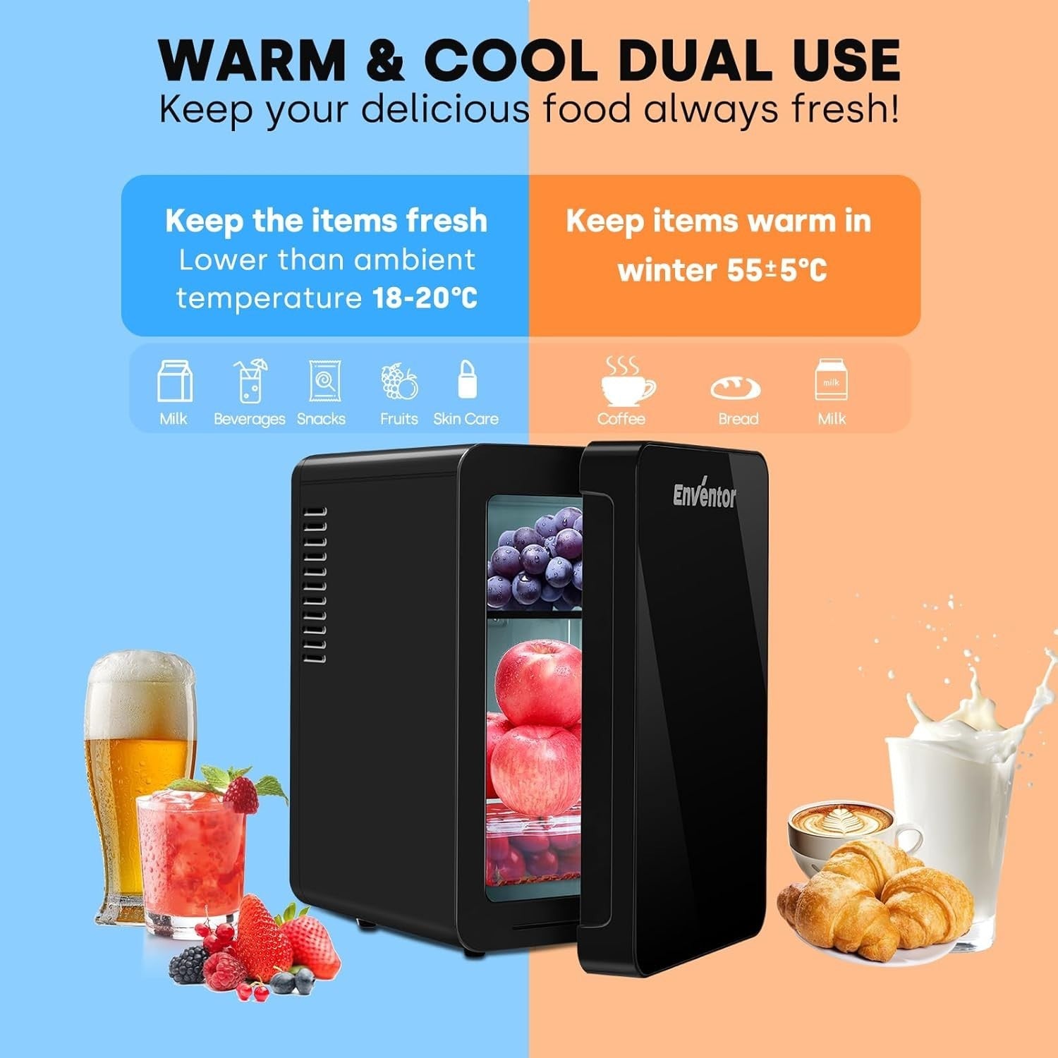 Portable 6L Mini Fridge Cooler Warmer LCD Temp Control Black
