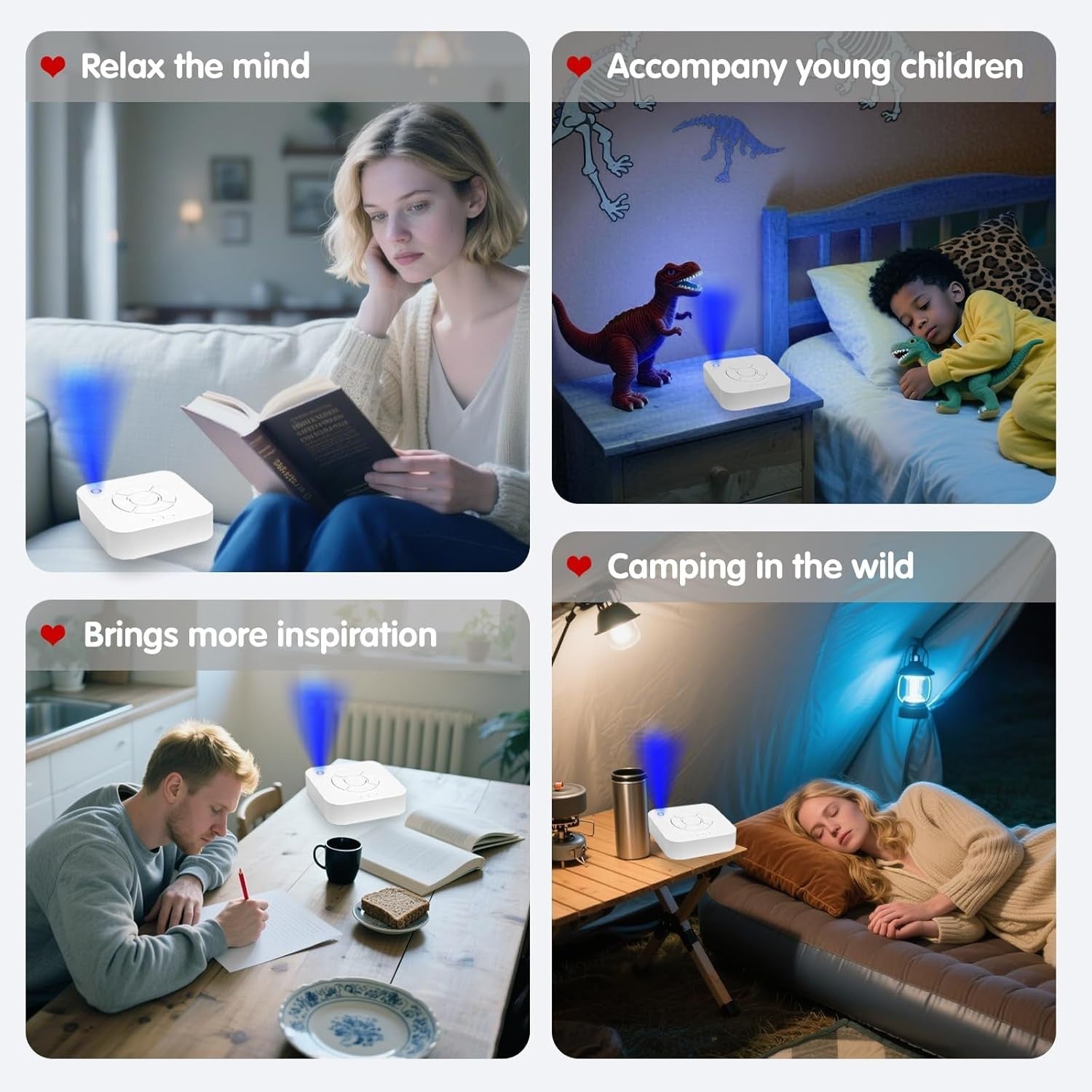 White Noise Sleep Machine for Adults & Babies – 9 Soothing Sounds, Timer