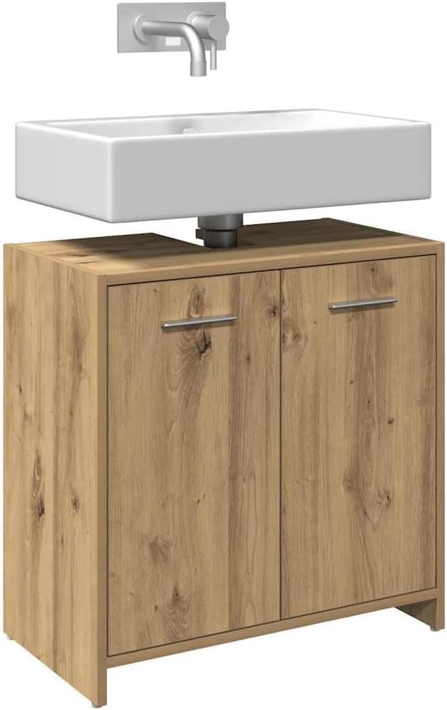Modern Oak Bathroom Sink Cabinet 60x33x60cm – Moisture Resistant Storage Unit