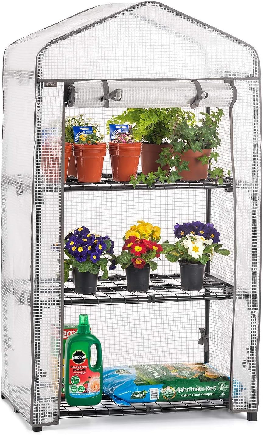 3 Tier Mini Greenhouse with Reinforced PE Cover | Compact Outdoor Growhouse